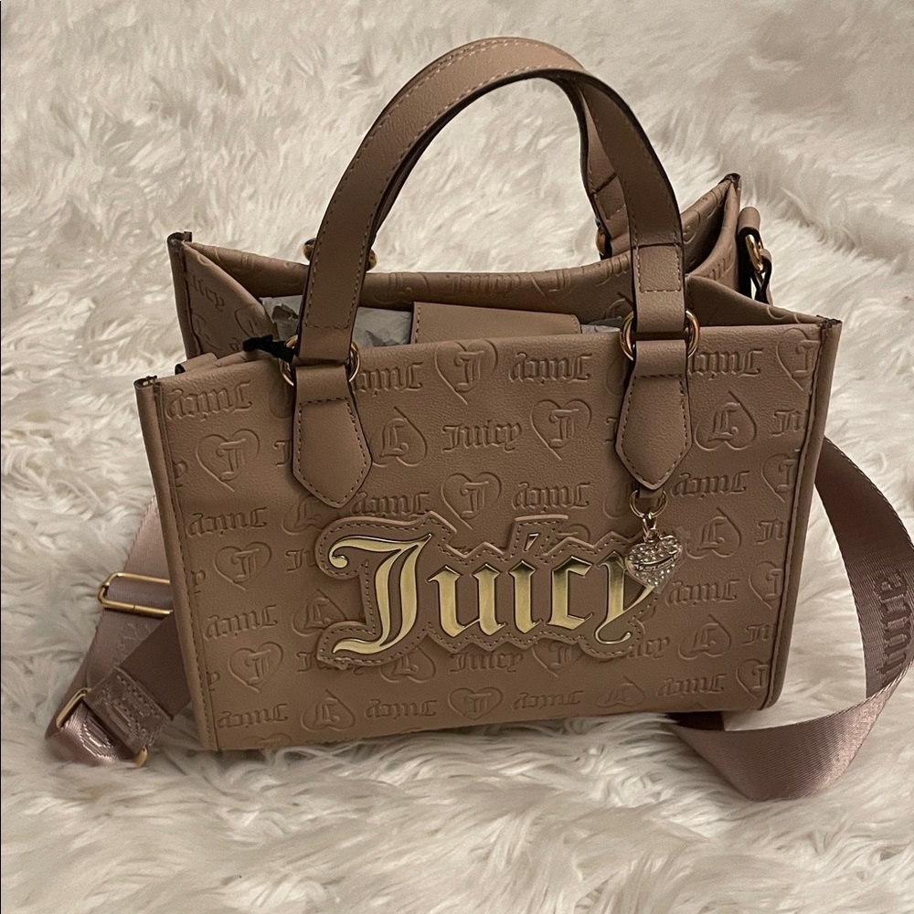 Juicy Couture Embossed Satchel in Tan